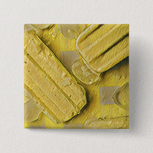 Yellow ice cream cone popsicle 2 inch square button