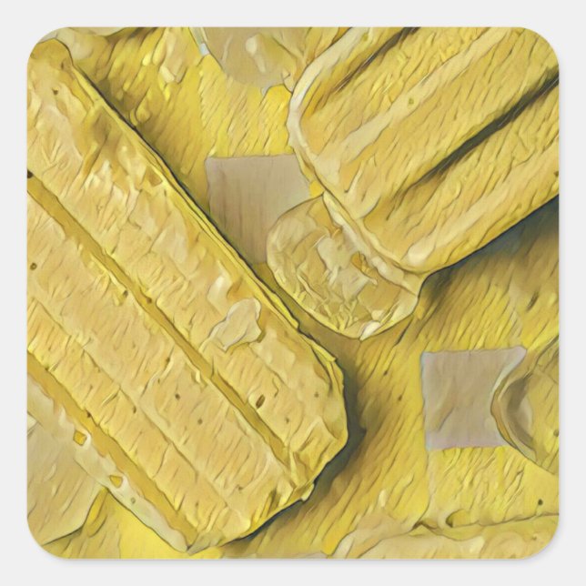 Yellow ice cream cone popsicle square sticker (Front)