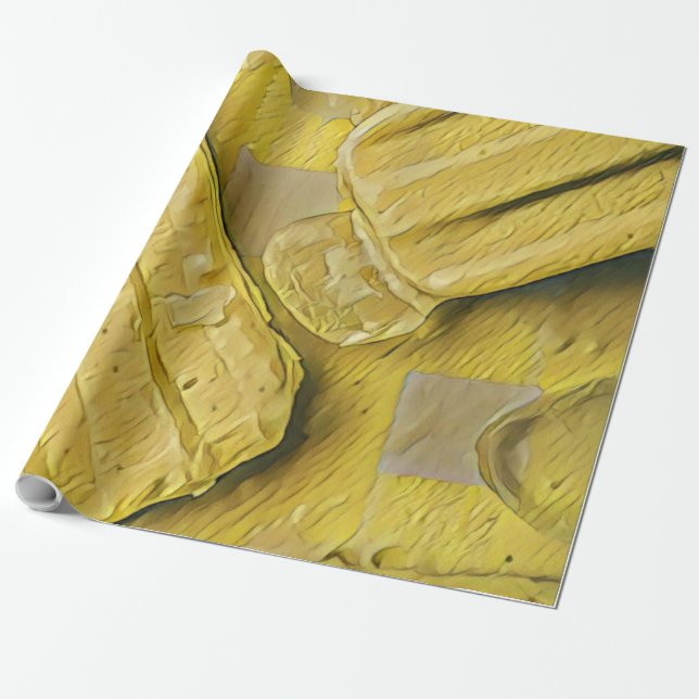 Yellow ice cream cone popsicle wrapping paper (Unrolled)