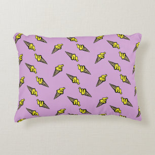 Yellow ice cream on purple accent pillow