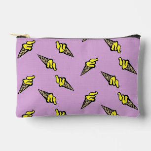 Yellow ice cream on purple accessory pouch