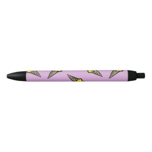 Yellow ice cream on purple black ink pen