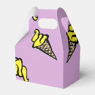 Yellow ice cream on purple favor box