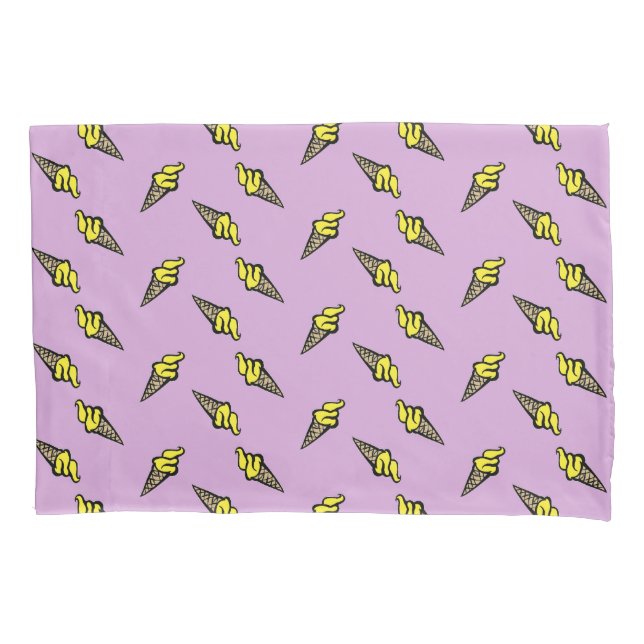 Yellow ice cream on purple pillowcase (Front)