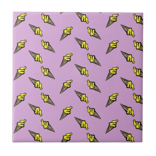 Yellow ice cream on purple tile