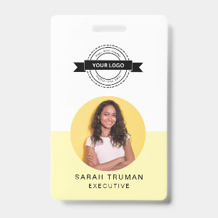 Yellow ID Card   Minimalist Business Employee QR Badge