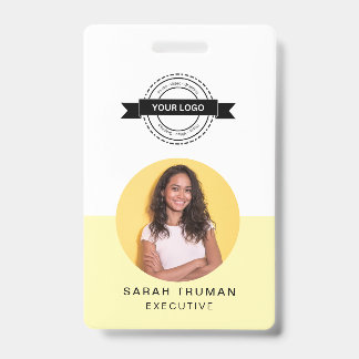 Yellow ID Card | Minimalist Business Employee QR Badge