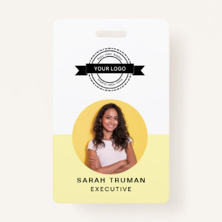 Yellow ID Card | Minimalist Business Employee QR Badge