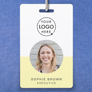 Yellow ID Card   Modern Stylish Photo Logo QR Badge