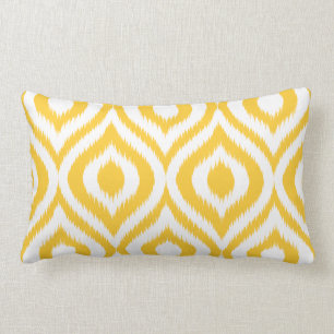 Yellow Ikat Classic Geometric Ethnic Print Lumbar Pillow