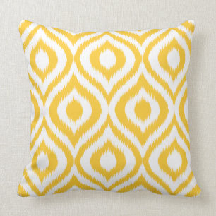 Yellow Ikat Classic Geometric Ethnic Print Throw Pillow