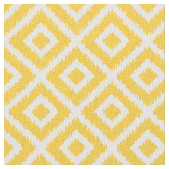 Yellow Ikat Diamonds Fabric (Close Up)
