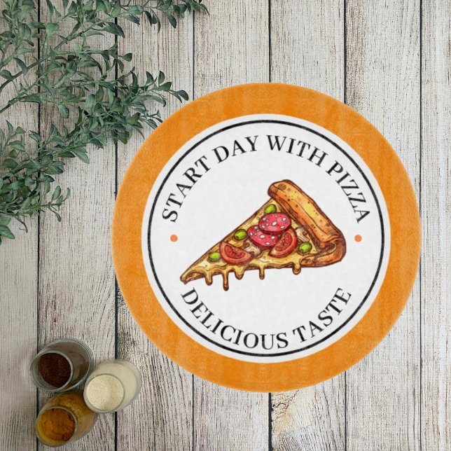 Yellow Illustration Circle Pizza Cutting Board (Creator Uploaded)