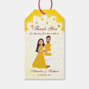 Yellow Indian border for joint haldi thank you  Gift Tags