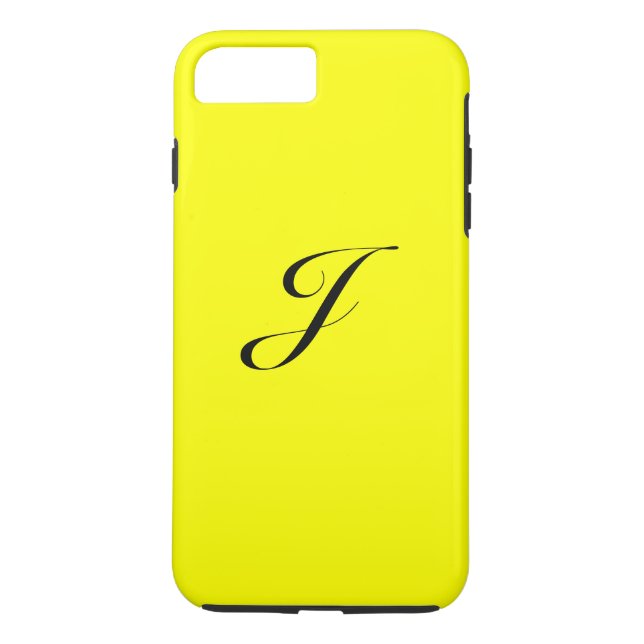 Yellow Initial Monogram Protective iPhone Case (Back)