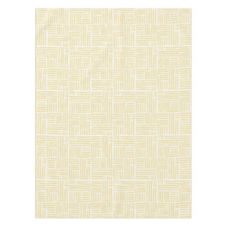 Yellow ink roller stripes on white tablecloth