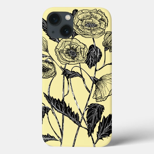 Yellow iPhone Case with Flowers - Choose Colour (Back)