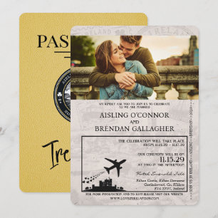 Yellow Ireland Passport Wedding Invitation