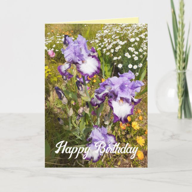 Yellow Iris and Irises Flower Floral Card (Front)