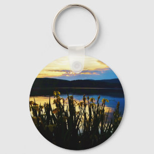 Yellow Iris at Lake Arrowhead shore Keychain