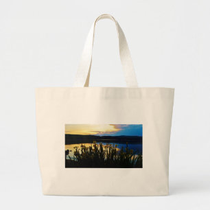 Yellow Iris at Lake Arrowhead shore Large Tote Bag