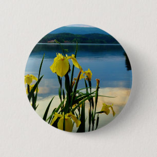 Yellow Iris at Lake Shore 2 Inch Round Button