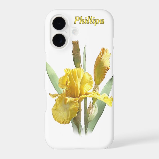 Yellow Iris Flower Botanical Art Personalized (Verso)