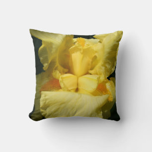 Yellow Iris Flower Close Up Throw Pillow