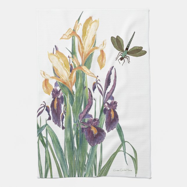 Yellow Iris Kitchen Towel (Vertical)