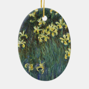 Yellow Irises by Claude Monet, Vintage Fine Art Ceramic Ornament
