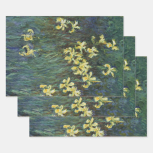 Yellow Irises by Claude Monet, Vintage Fine Art Wrapping Paper Sheet