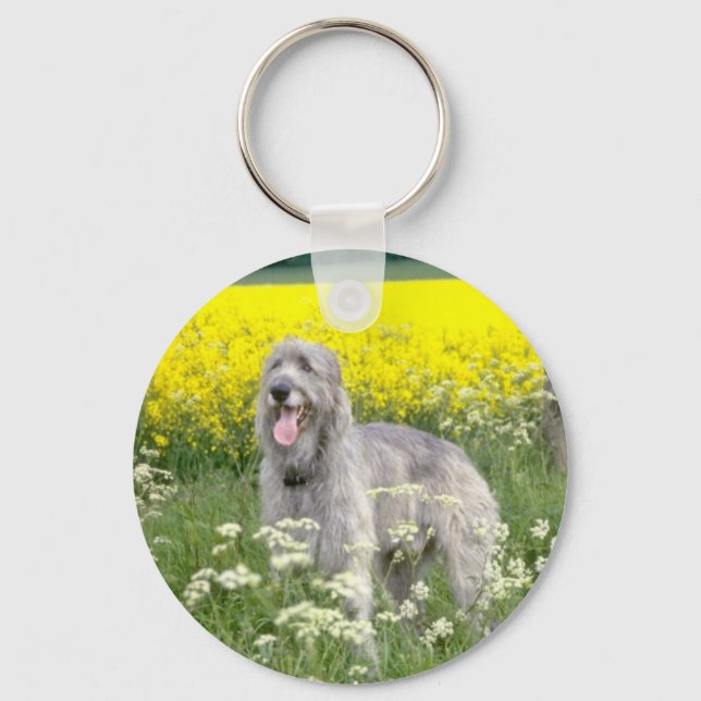 yellow Irish wolfhound flowers Keychain (Front)