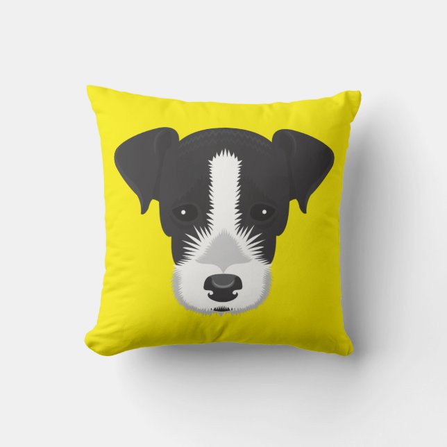 Yellow Jack Russell Terrier Throw Pillow (Front)