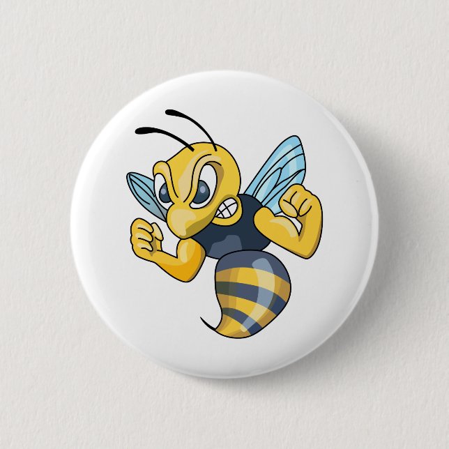 YELLOW JACKET HORNET 2 INCH ROUND BUTTON (Front)