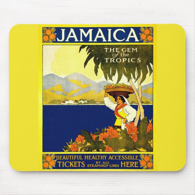 Yellow Jamaica Poster Mouse Pad (Front)