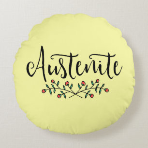 Yellow Jane Austen Floral Austenite Round Pillow