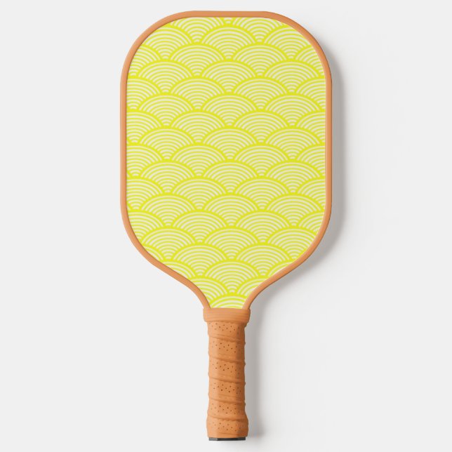 Yellow Japanese waves pattern Pickleball Paddle (Front)