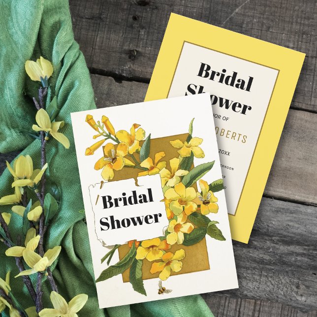 Yellow jasmine floral wedding bridal shower invitation (Creator Uploaded)