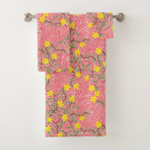 Yellow Jasmine Flower on Coral Pink