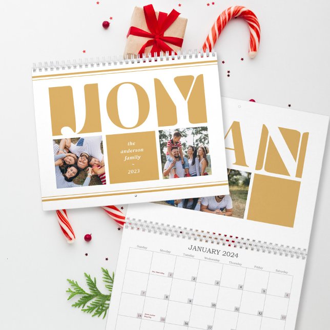 Yellow Joy Family Photo Collage Christmas Calendar (Creator Uploaded)