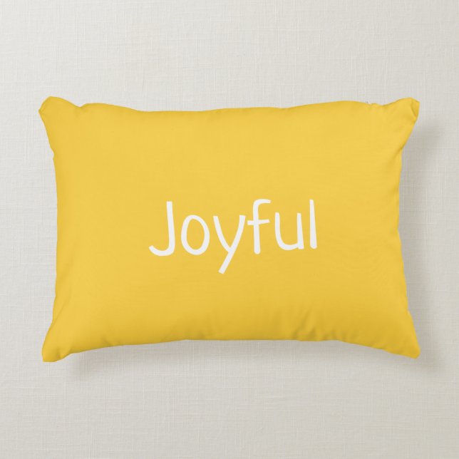 Yellow Joyful Affirmation Accent Pillow (Front)
