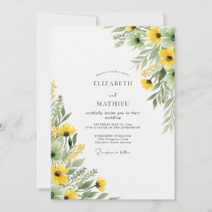 Yellow Joyous Botanical Summer Wedding Invitation