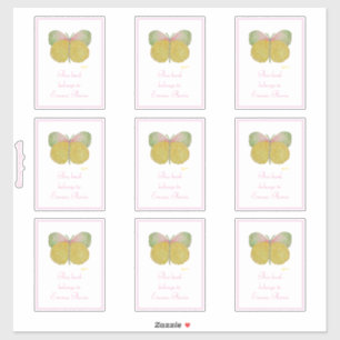 Yellow June Butterfly Bookplate