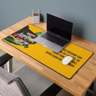 Yellow JUNETEENTH African American Flag Desk Mat