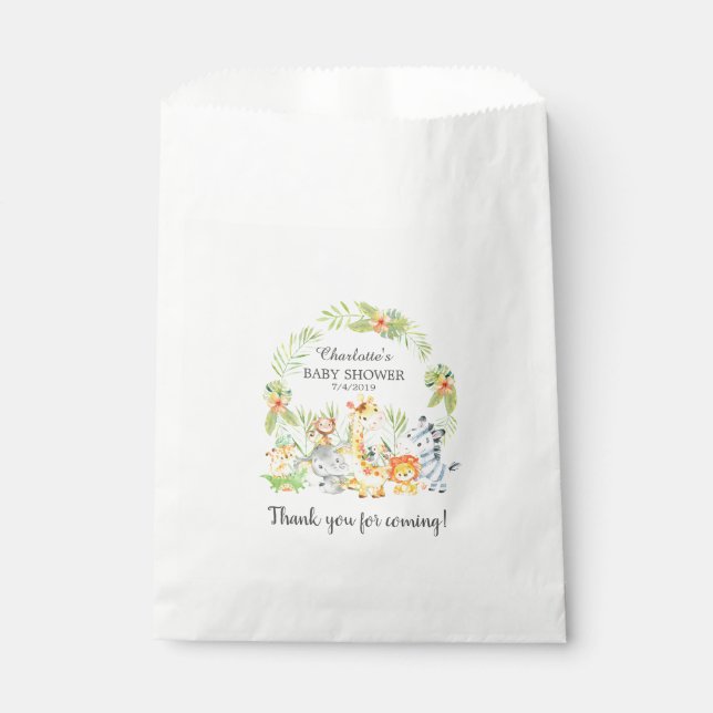 Yellow Jungle Animals Baby Shower Favour Bags (Front)