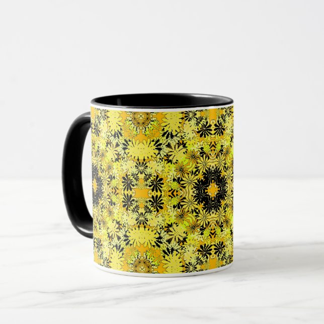 Yellow Kaleido Floral Mug (Front Left)