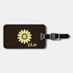 Yellow Kaleidoscope On Black Background Luggage Tag