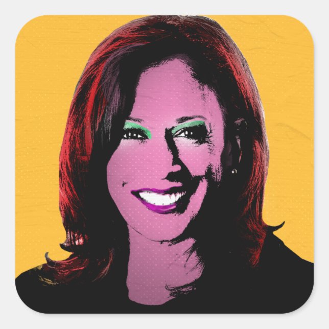 Yellow Kamala Harris Pop Art Square Sticker (Front)