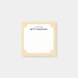 Yellow Karakusa Japanese Vine Pattern Post-it Notes