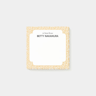 Yellow Karakusa Japanese Vine Pattern Post-it Notes